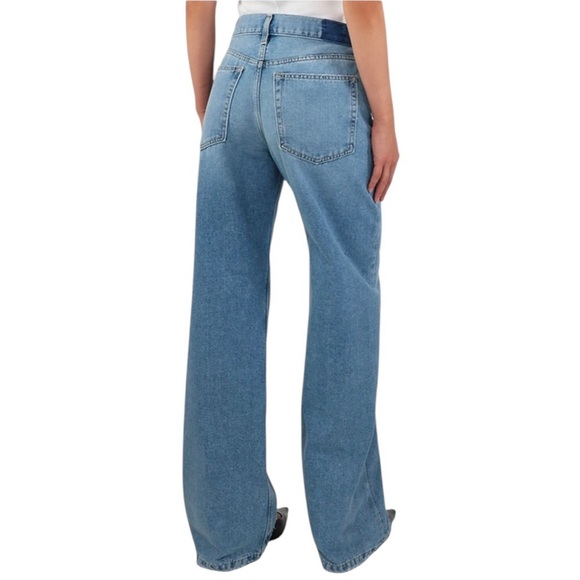 NEW ETICA Stanton Relaxed Wide Leg Denim Jeans Size 30 Natural CREAM Baggy Retro - Picture 2 of 10
